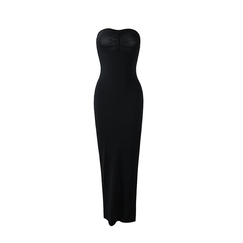 long solid color dress