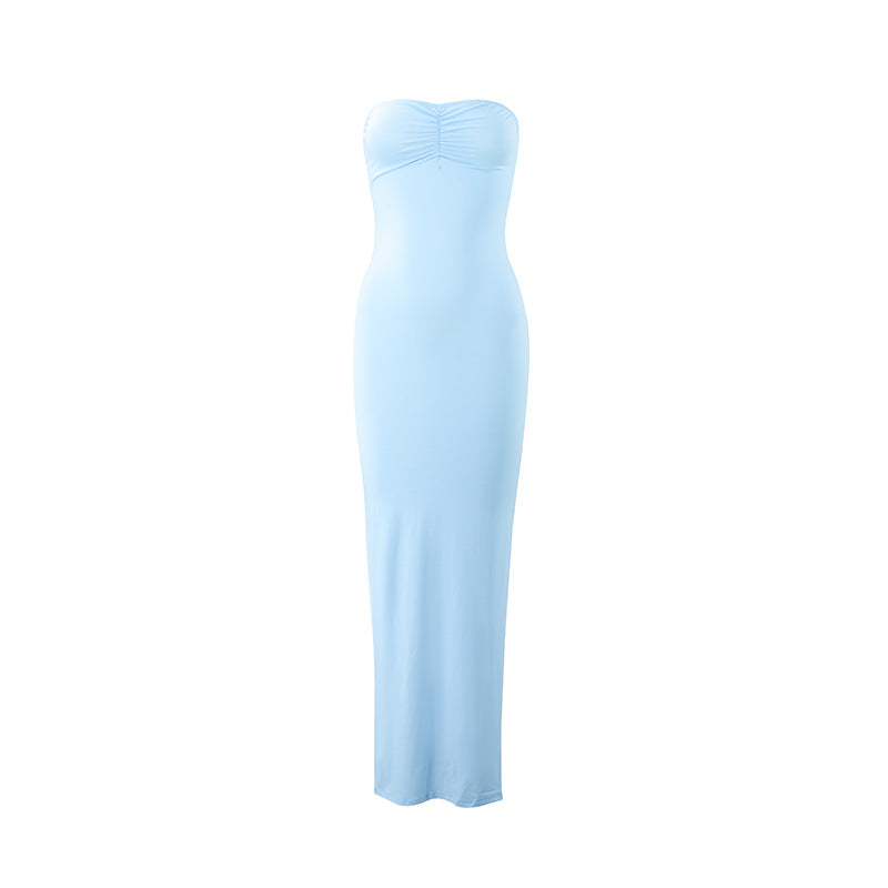 long solid color dress