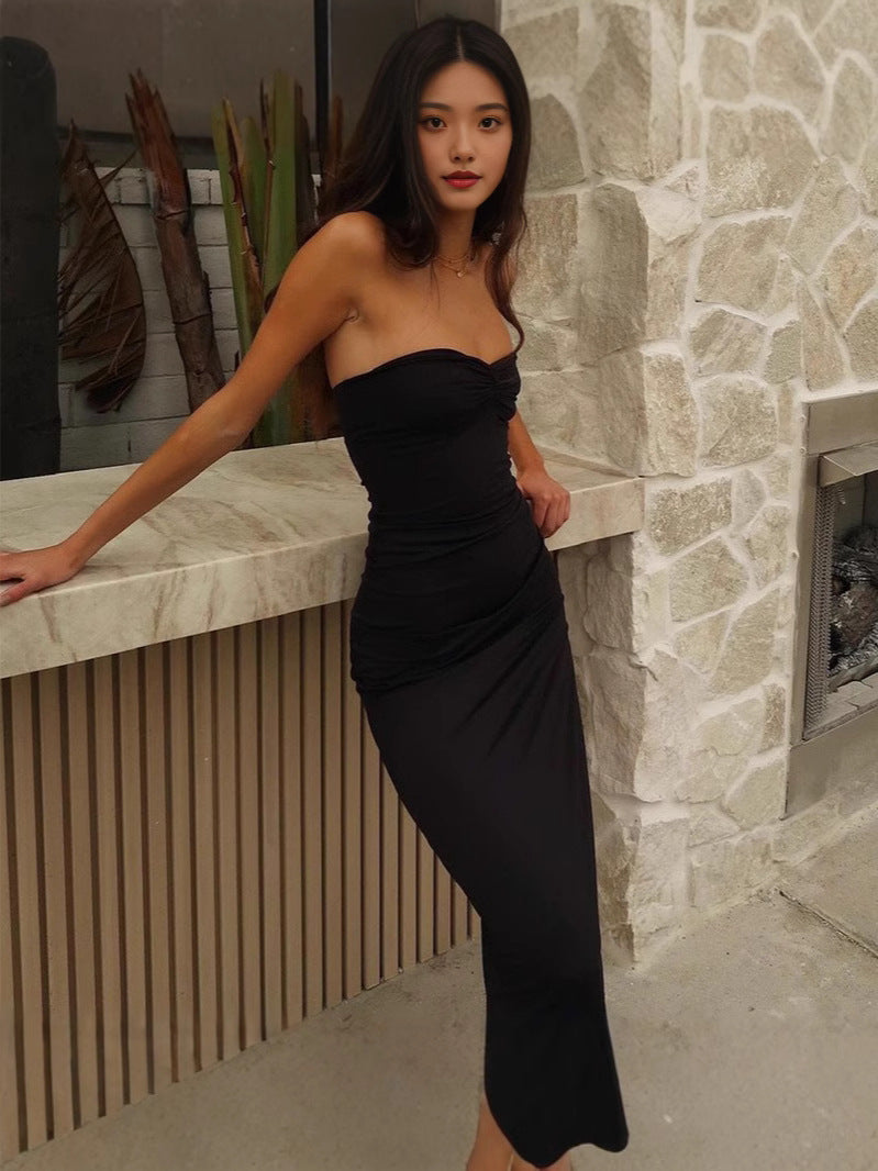 long solid color dress