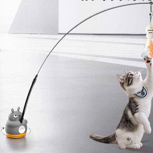 Long Stick Cat Toy for Self-Entertainment,