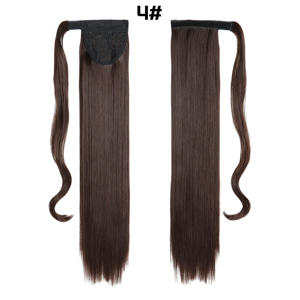 Long straight hair Velcro with a fake ponytail
