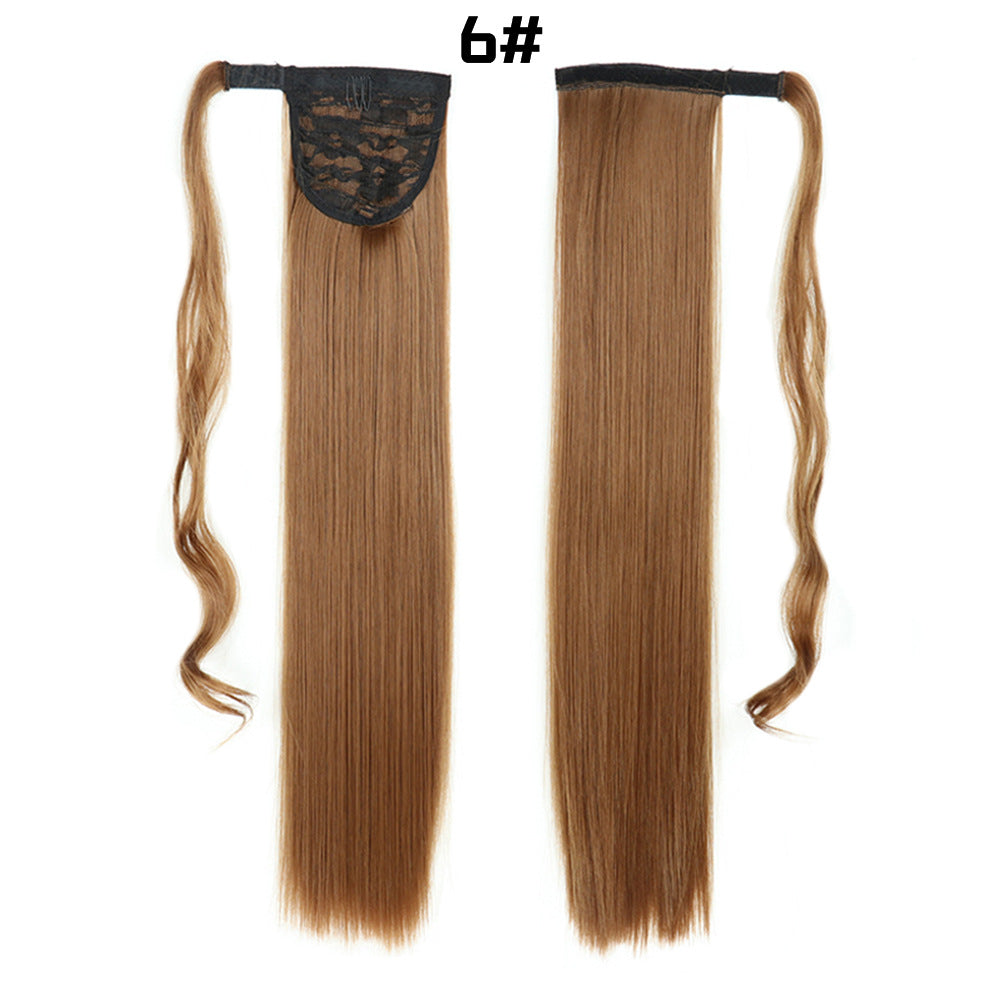 Long straight hair Velcro with a fake ponytail