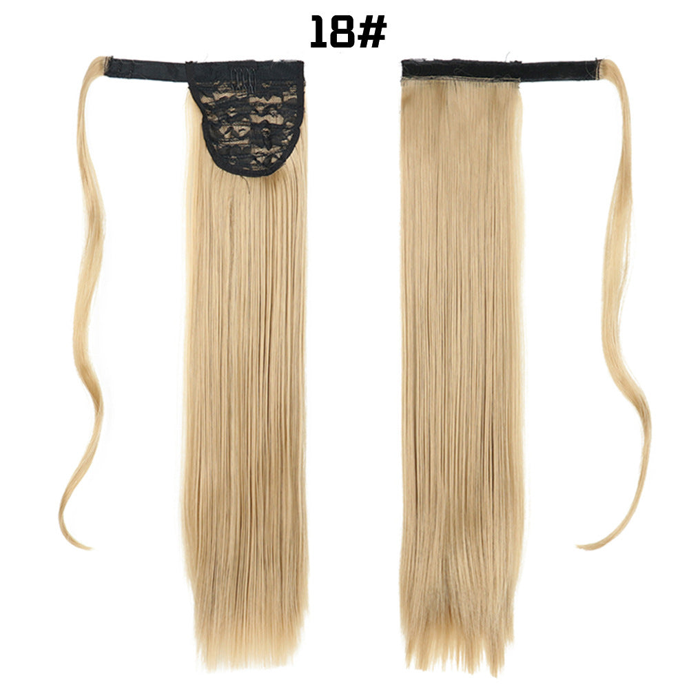 Long straight hair Velcro with a fake ponytail