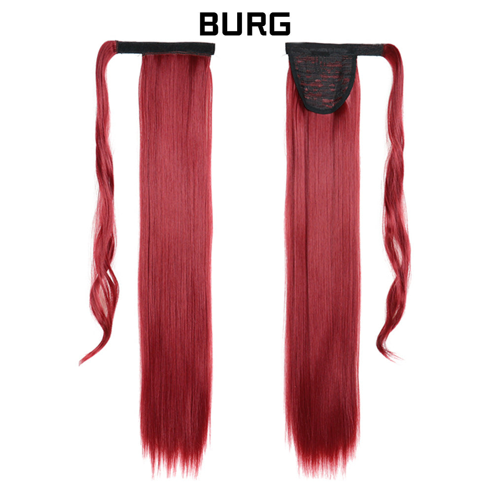 Long straight hair Velcro with a fake ponytail