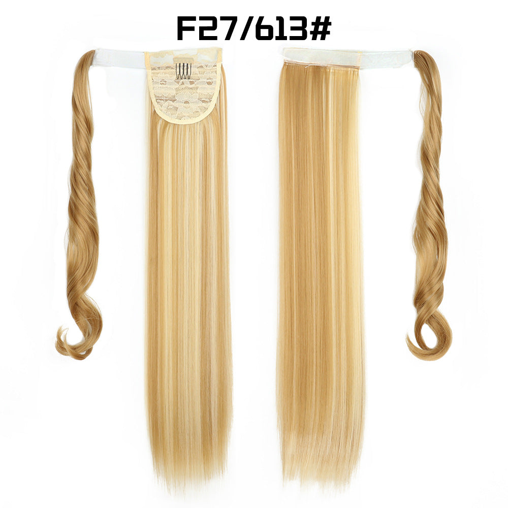 Long straight hair Velcro with a fake ponytail
