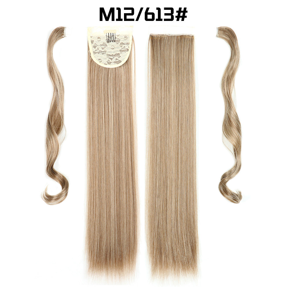 Long straight hair Velcro with a fake ponytail