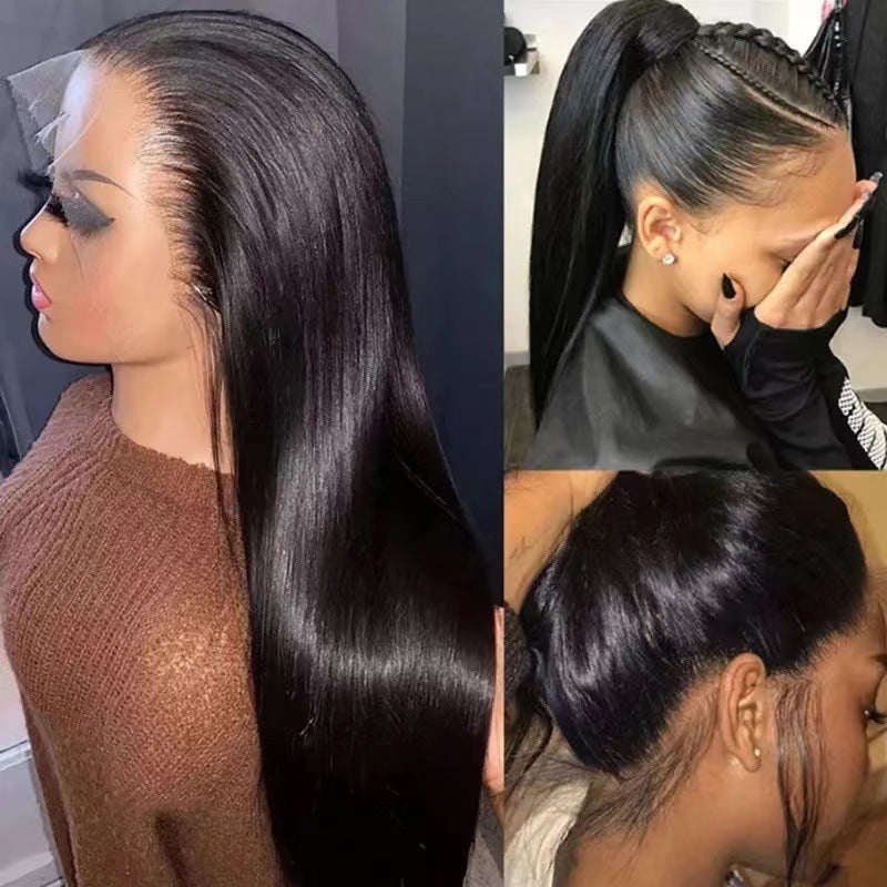 Long straight hair with a center part