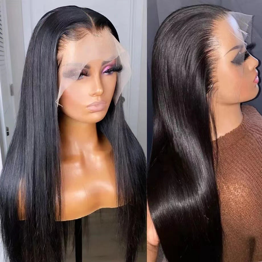 Long straight hair with a center part