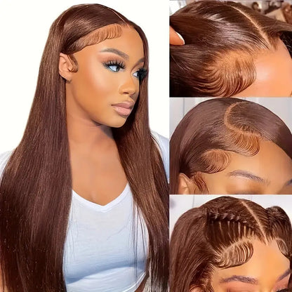 Long straight hair with a center part