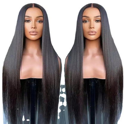 Long straight hair with a center part