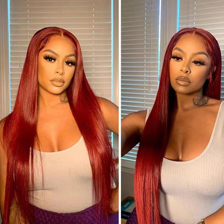 Long Straight Synthetic Hair Wig with Front Lace