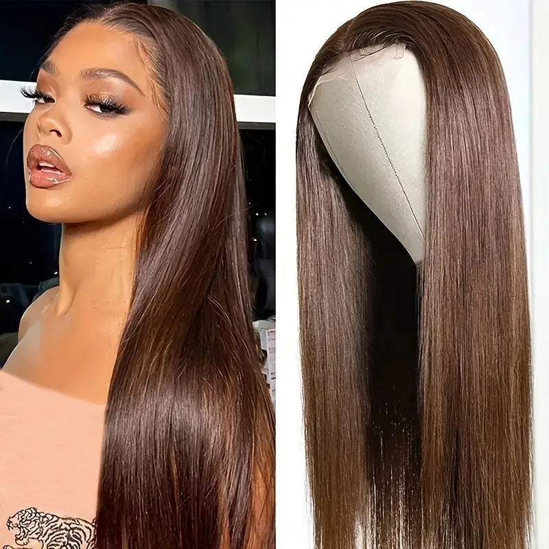 Long Straight Synthetic Hair Wig with Front Lace