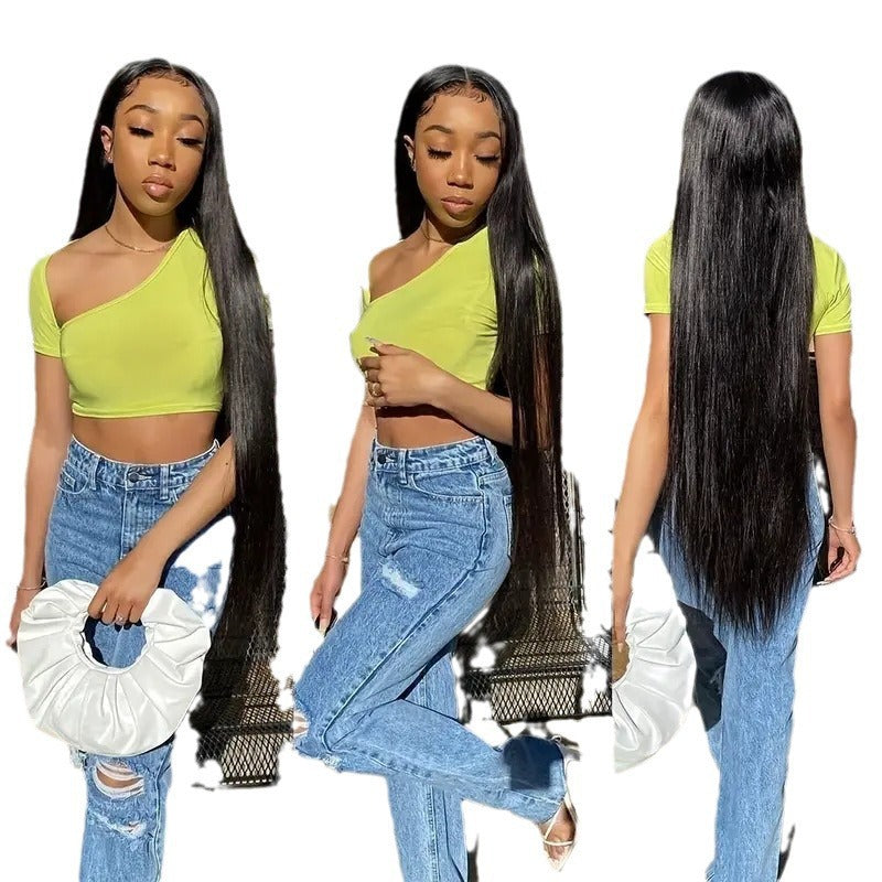 Long Straight Synthetic Hair Wig with Front Lace