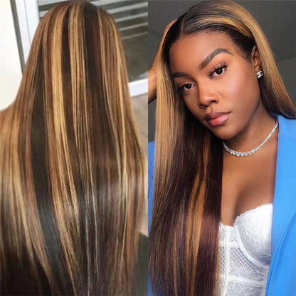 Long Straight Synthetic Hair Wig with Front Lace
