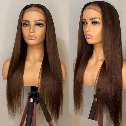 Long Straight Synthetic Hair Wig with Front Lace
