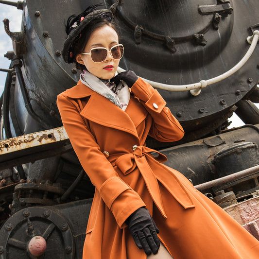 Long style windbreaker for women