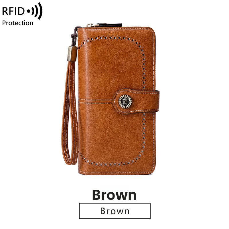 Long-style zipper anti-magnetic wallet