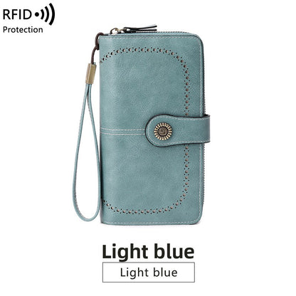 Long-style zipper anti-magnetic wallet