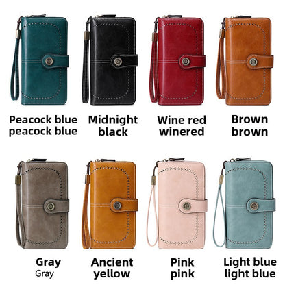 Long-style zipper anti-magnetic wallet
