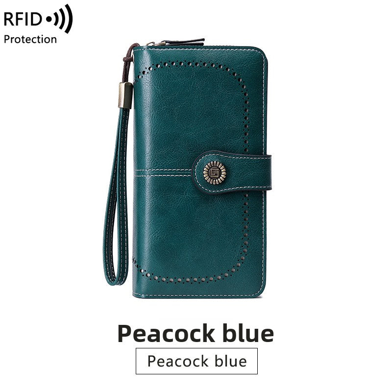 Long-style zipper anti-magnetic wallet