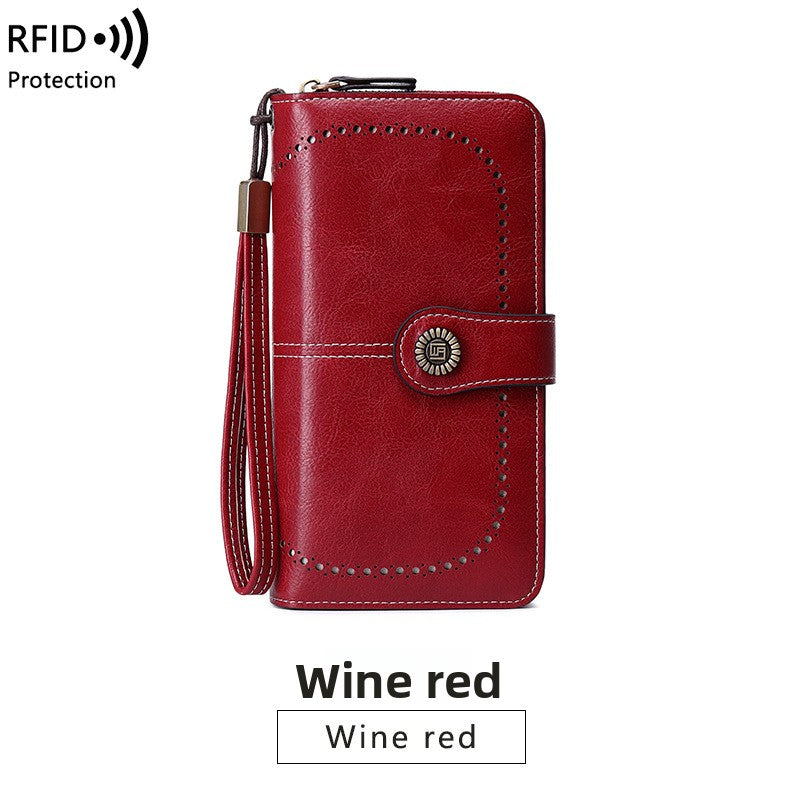 Long-style zipper anti-magnetic wallet