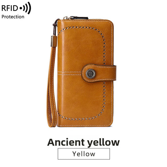 Long-style zipper anti-magnetic wallet