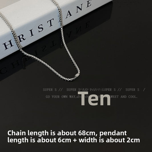 Long Titanium Steel Cross Pendant Necklace