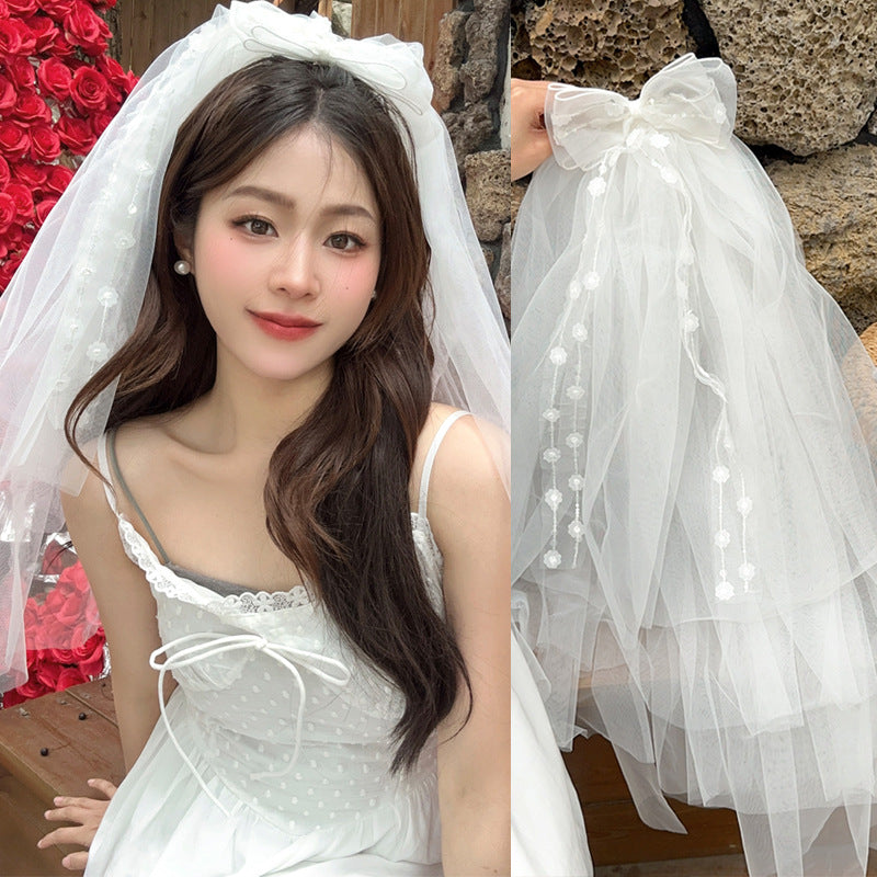Long veil princess crown photo hairpin