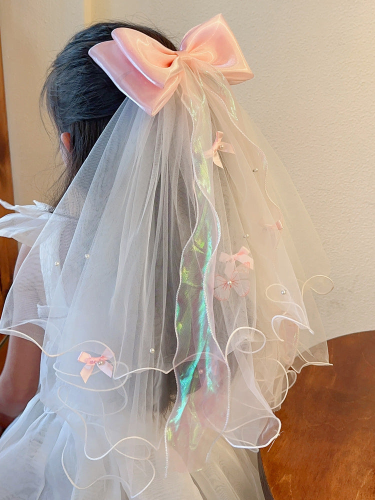 Long veil princess crown photo hairpin