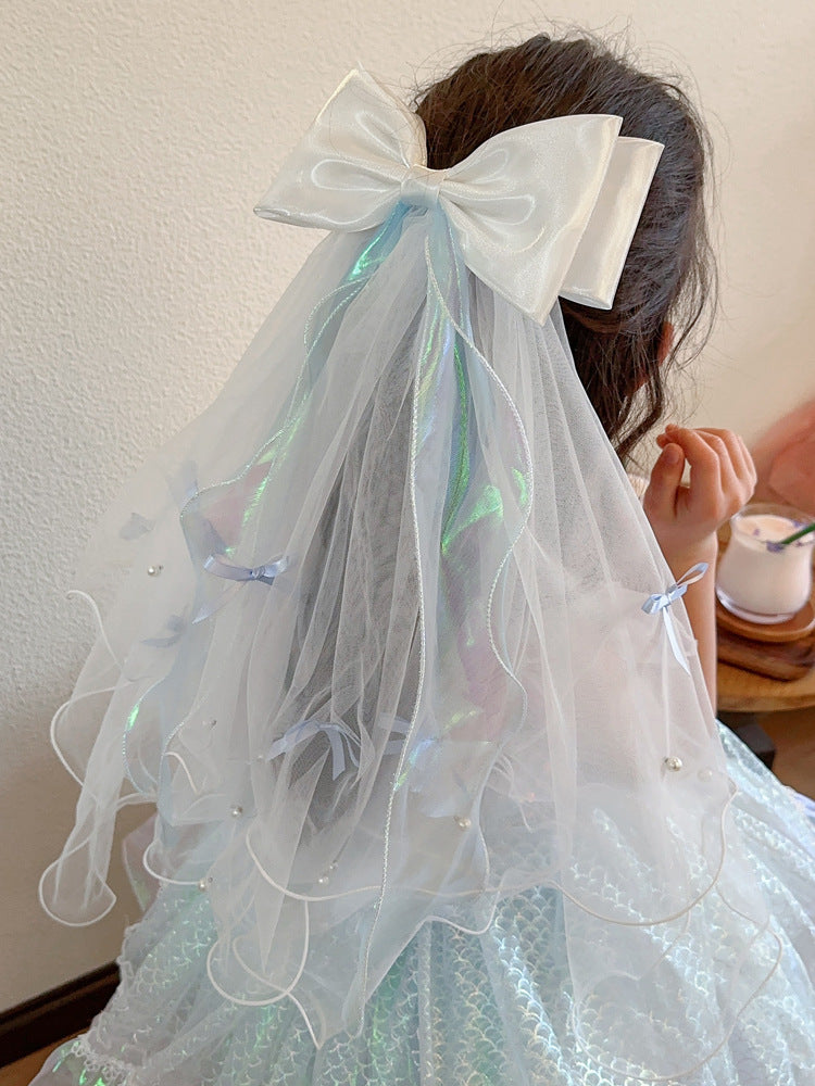 Long veil princess crown photo hairpin