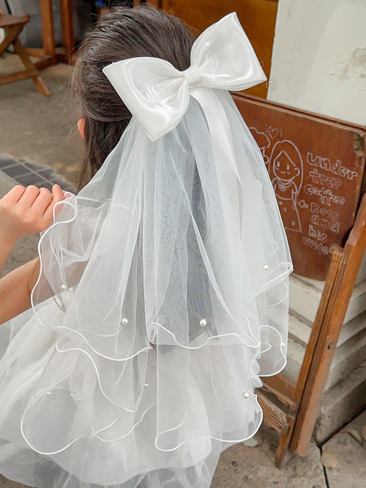 Long veil princess crown photo hairpin