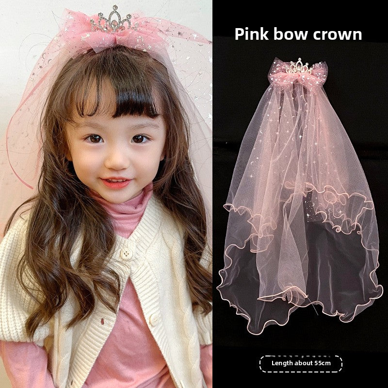 Long veil princess crown photo hairpin