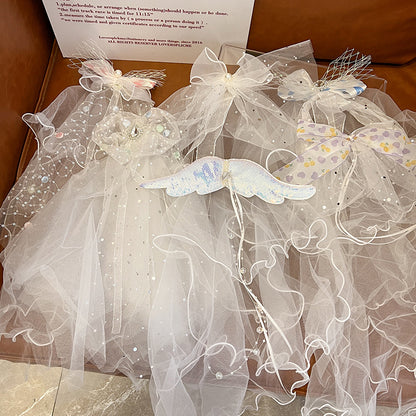 Long veil princess crown photo hairpin