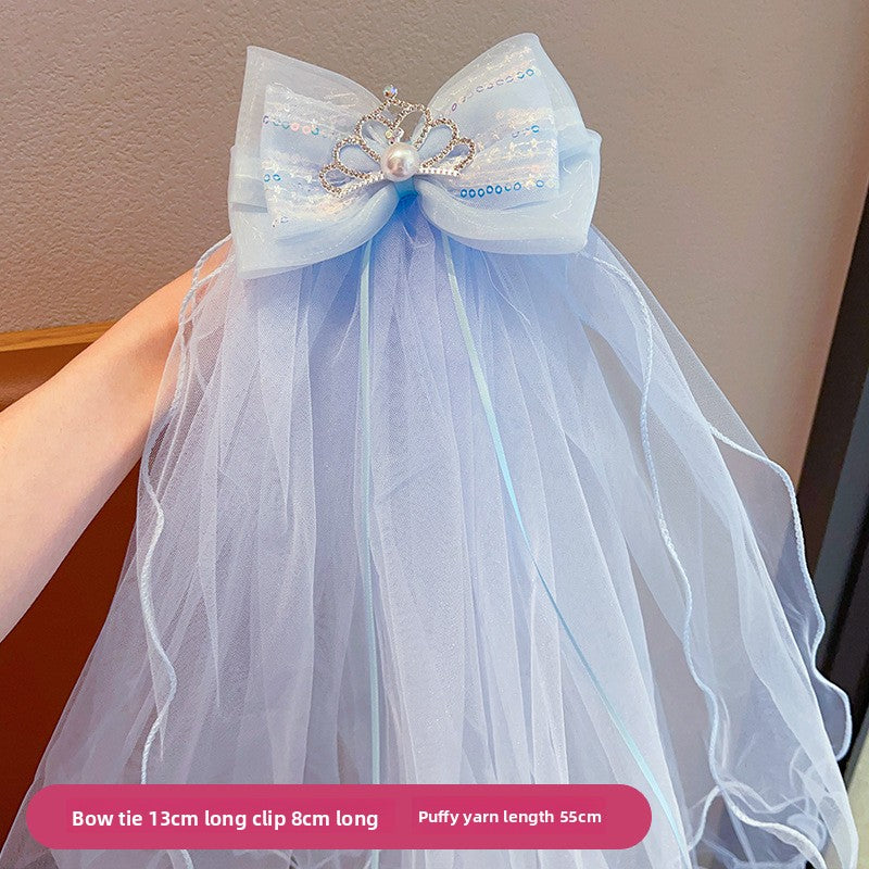 Long veil princess crown photo hairpin