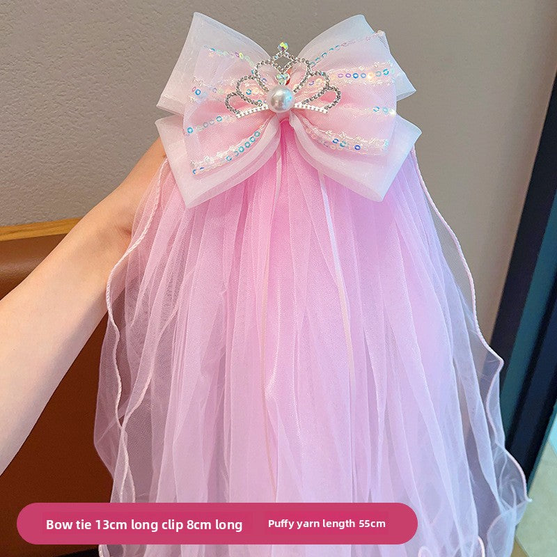 Long veil princess crown photo hairpin