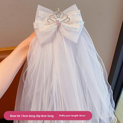 Long veil princess crown photo hairpin