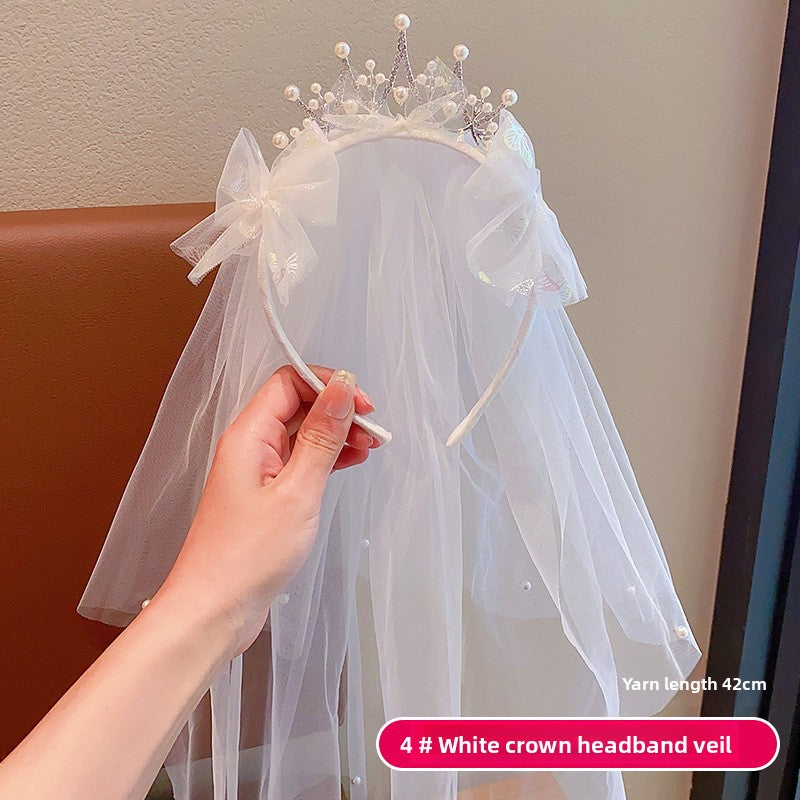 Long veil princess crown photo hairpin