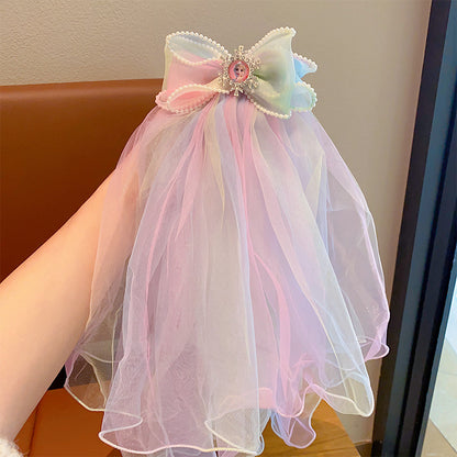 Long veil princess crown photo hairpin