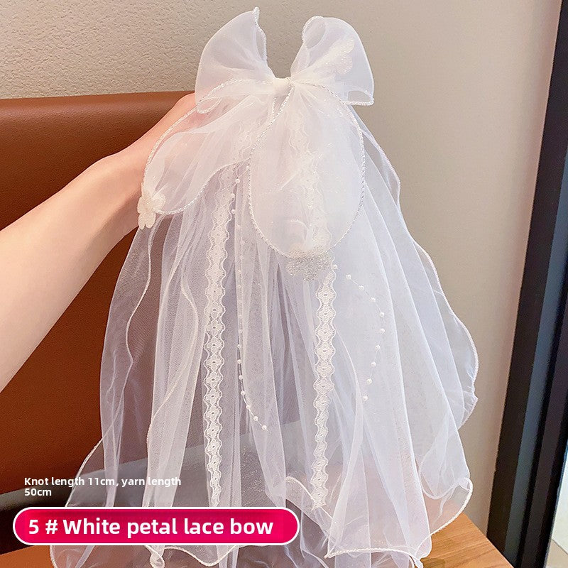 Long veil princess crown photo hairpin