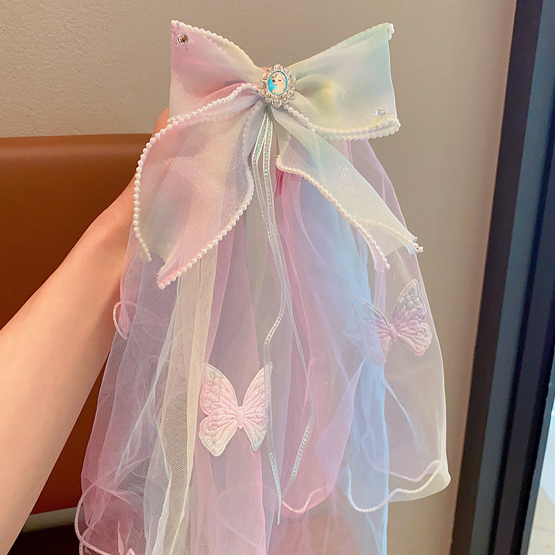 Long veil princess crown photo hairpin