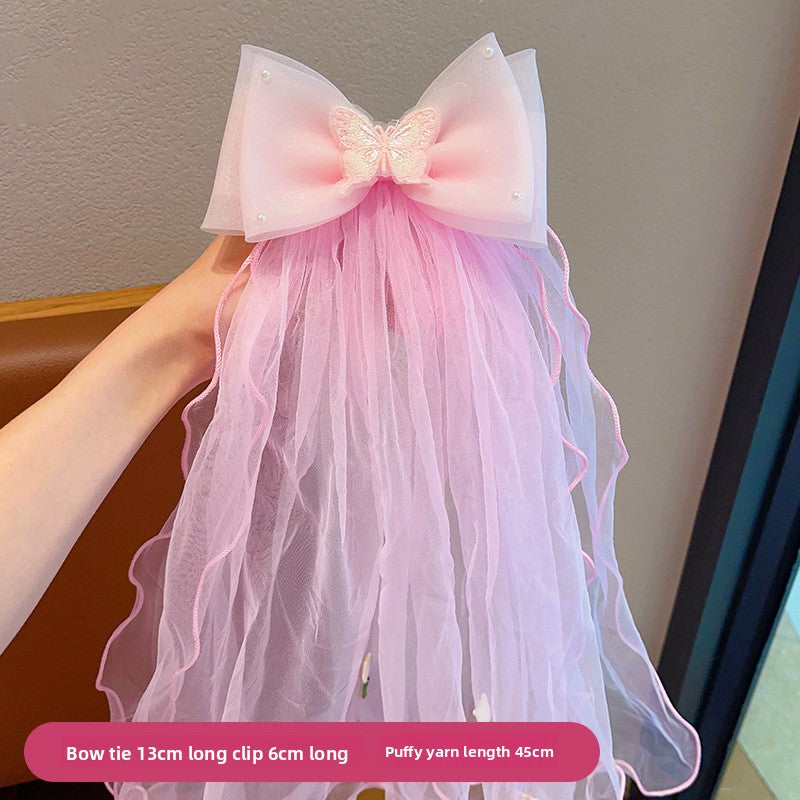 Long veil princess crown photo hairpin