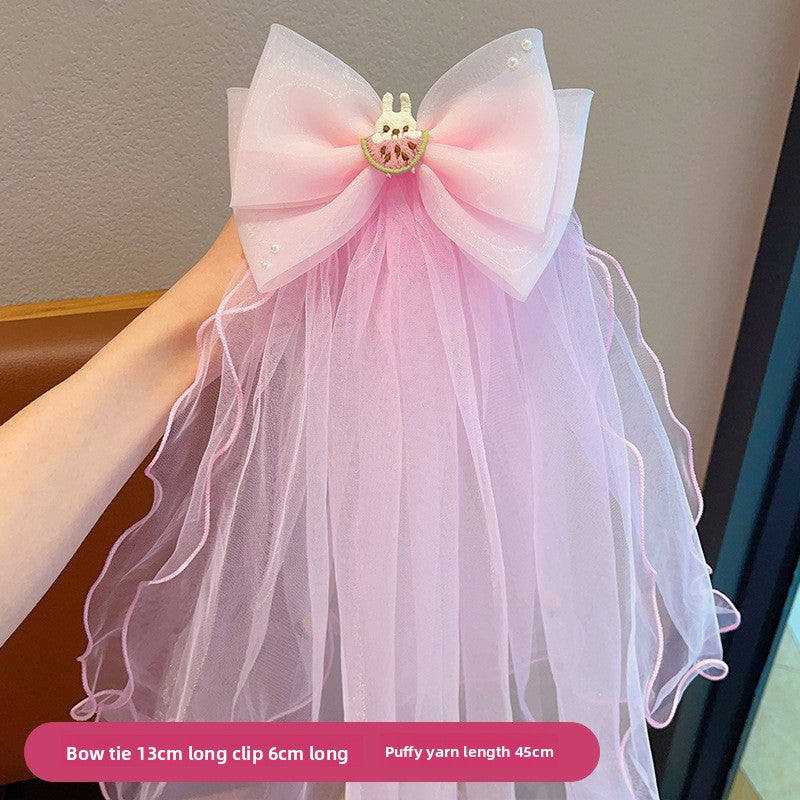 Long veil princess crown photo hairpin