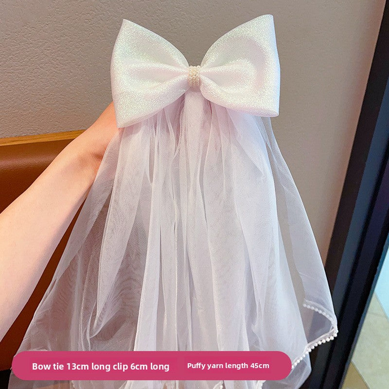 Long veil princess crown photo hairpin