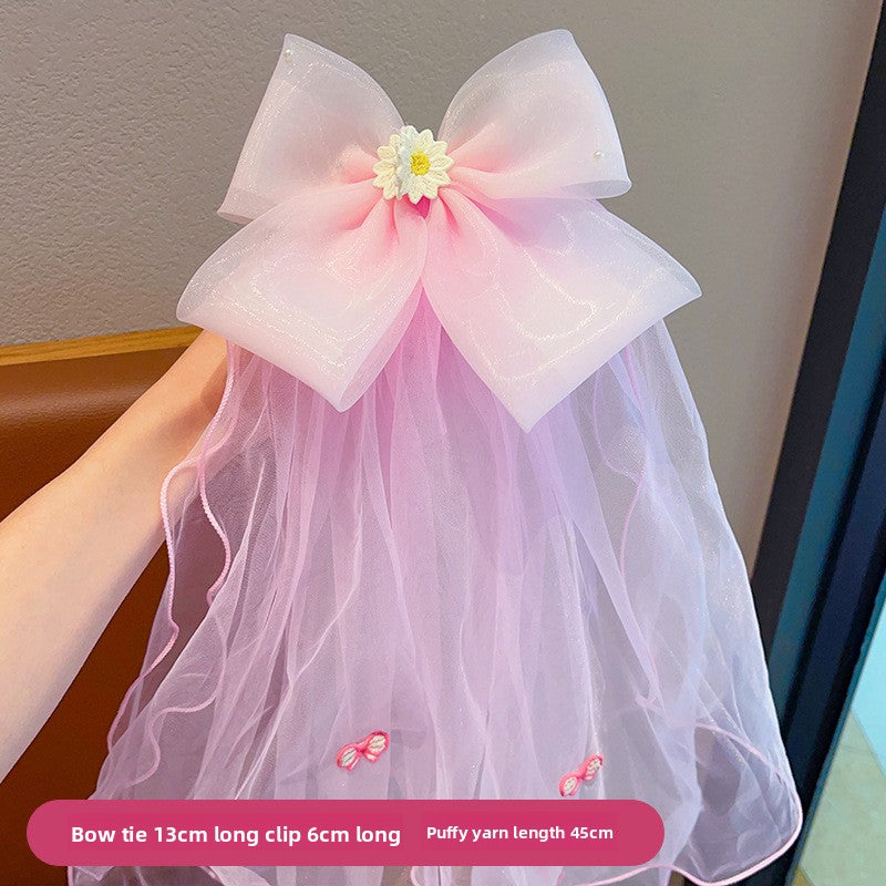Long veil princess crown photo hairpin