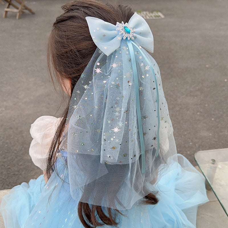 Long veil princess crown photo hairpin