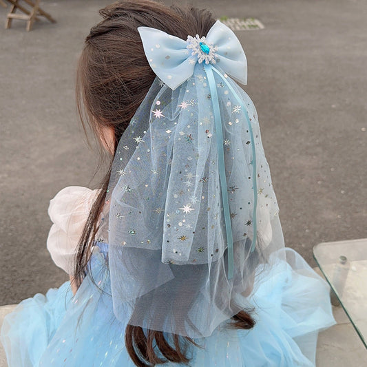 Long veil princess crown photo hairpin