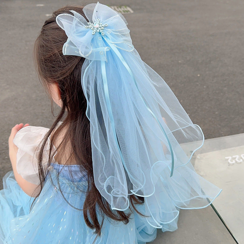 Long veil princess crown photo hairpin