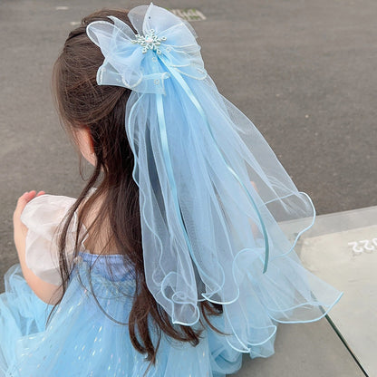 Long veil princess crown photo hairpin