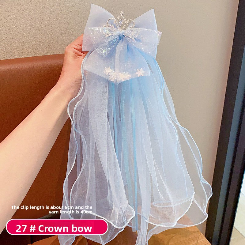 Long veil princess crown photo hairpin