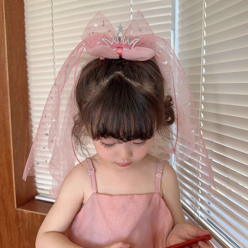 Long veil princess crown photo hairpin